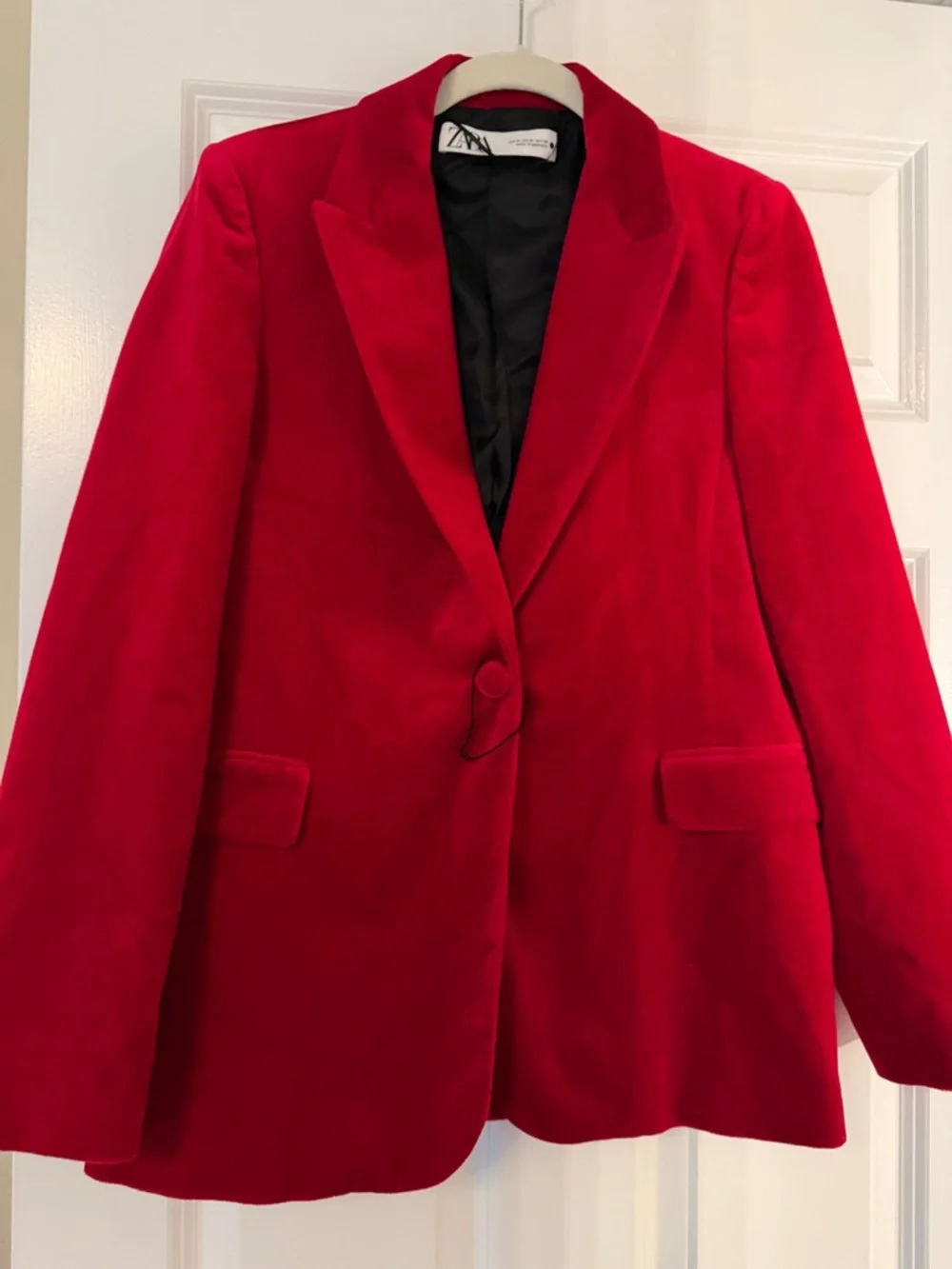 Zara Red Velvet Single-Button Tailored Blazer, NWOT, Sz M - Picture 5 of 8